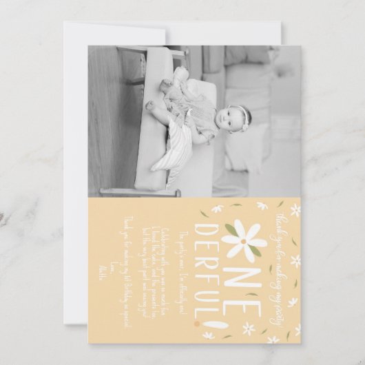 Is ze de eerste verjaardag niet, bedankt! aankondiging (Voorkant)