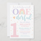 Is ze geen nederige 1e Birthday Invitation Pastel Kaart (Voorkant)