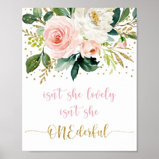 Is ze geen nederige Boho Floral First Birthday Poster (Voorkant)