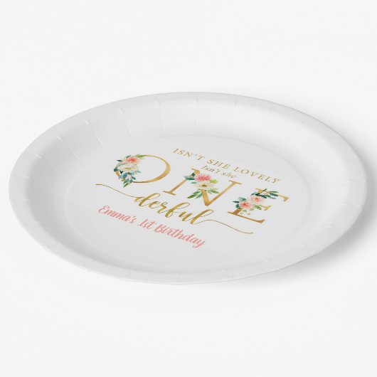 Is ze geen Onederful meisje 1e verjaardagsfeestje Papieren Bordje (Gekanteld)