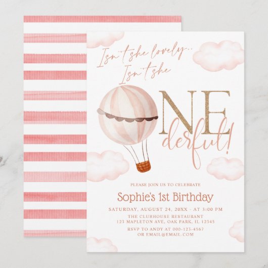 Is ze niet de eerste verjaardag van de luchtballon kaart (Voorkant / Achterkant)