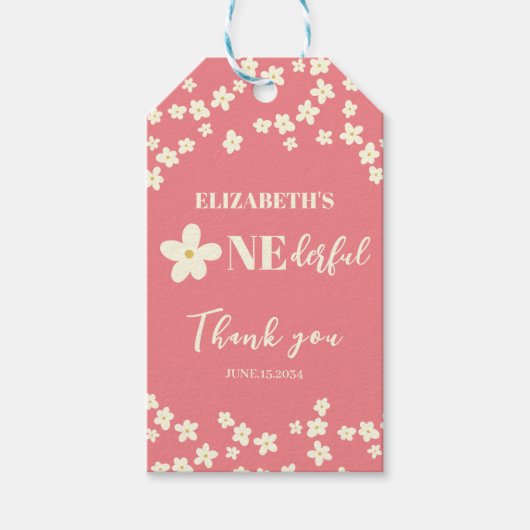 Is ze niet de liefste Daisy 1st Birthday Cute Flow Cadeaulabel (Voorkant)