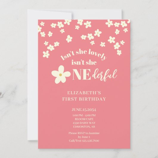 Is ze niet de liefste Daisy 1st Birthday Cute Flow Kaart (Voorkant)