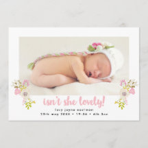 Is ze niet de liefste Floral Birth Announcement?