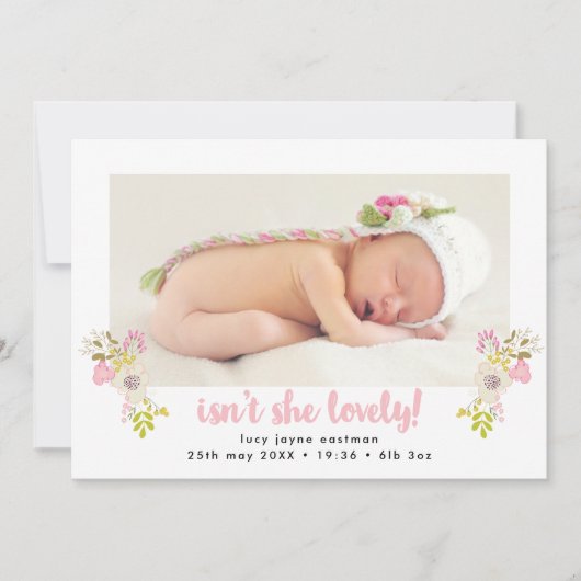 Is ze niet de liefste Floral Birth Announcement? Aankondiging (Voorkant)
