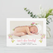 Is ze niet de liefste Floral Birth Announcement? Aankondiging (Staand voorkant)