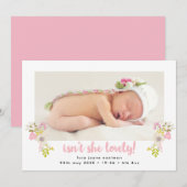 Is ze niet de liefste Floral Birth Announcement? Aankondiging (Voorkant / Achterkant)