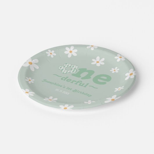 Is ze niet een aardige retro bloemige wijze verjaa papieren bordje (Gekanteld)
