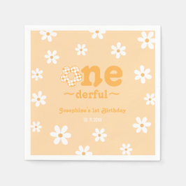 Is ze niet een aardige retro groovy bloemen verjaa servet