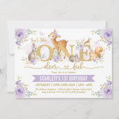 Is ze niet één-hert-rijk Lila Woodland 1st Birthda Kaart (Voorkant)