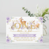 Is ze niet één-hert-rijk Lila Woodland 1st Birthda Kaart (Staand voorkant)