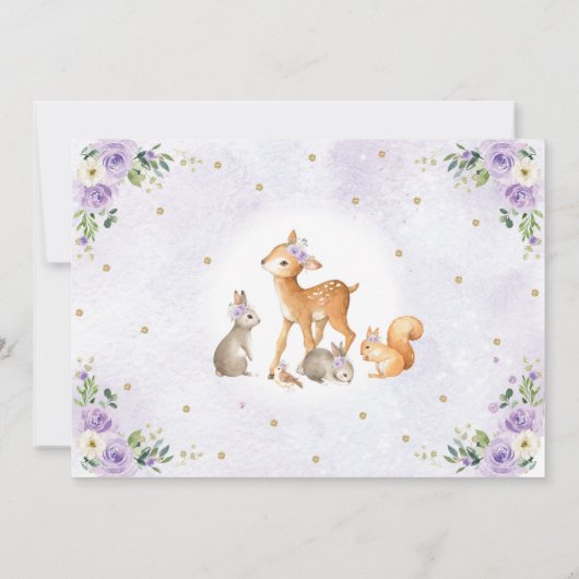 Is ze niet één-hert-rijk Lila Woodland 1st Birthda Kaart (Achterkant)