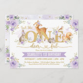 Is ze niet één-hert-rijk Lila Woodland 1st Birthda Kaart (Voorkant / Achterkant)
