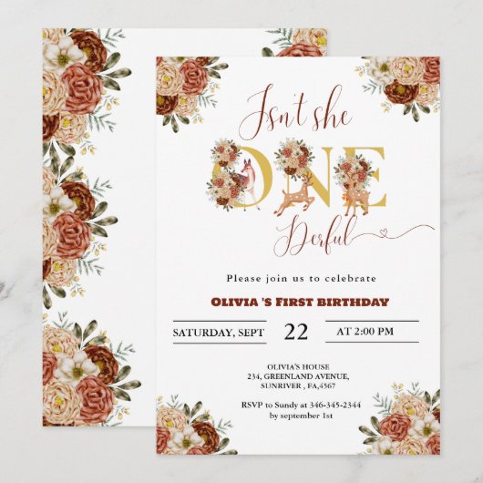 Is ze niet Een-hert-vol meisje bosland 1e verjaard Kaart (Voorkant / Achterkant)