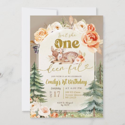 Is ze niet een prachtig bos boho 1e verjaardag mei kaart (Voorkant)