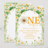 Is ze niet een prachtige witte daisy eerste verjaa kaart (Voorkant / Achterkant)