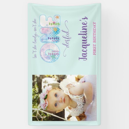 Is ze niet eenDerful Meisjes 1e Verjaardagsfeest Spandoek (Verticaal)