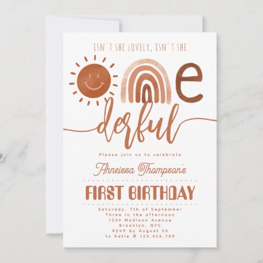 Is ze niet leuk, Onederful Boho Rainbow Birthday Kaart (Voorkant)