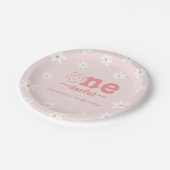 Is ze niet mooi retro groovy bloem verjaardag papieren bordje (Gekanteld)