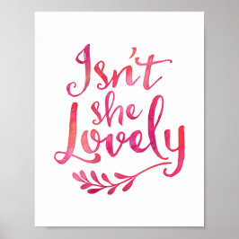 Is ze niet mooi roze waterverf print poster