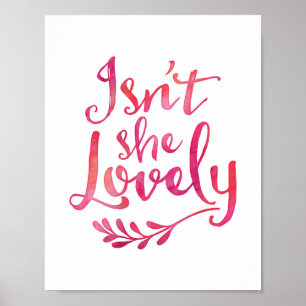 Is ze niet mooi roze waterverf print poster