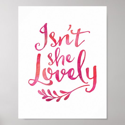 Is ze niet mooi roze waterverf print poster (Voorkant)