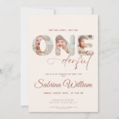 Is ze niet Onederful 1st Birthday 3 foto Kaart (Voorkant)