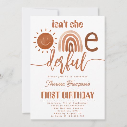 Is ze niet Onederful Boho Rainbow Sunshine Birthda Kaart (Voorkant)