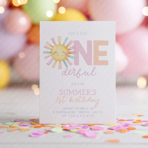 Is ze niet onederful Zon Meisje Pastel 1e Verjaard Kaart