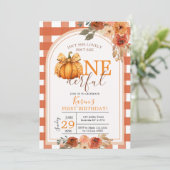 Is ze niet vernederend pompoen Sinaasappel Gingham Kaart (Staand voorkant)