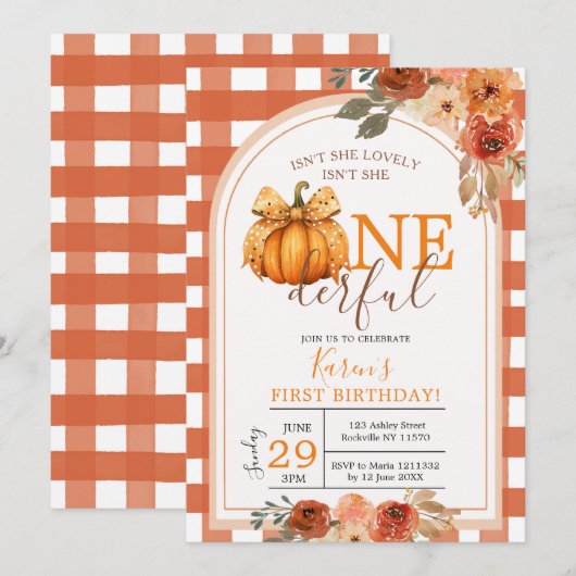 Is ze niet vernederend pompoen Sinaasappel Gingham Kaart (Voorkant / Achterkant)