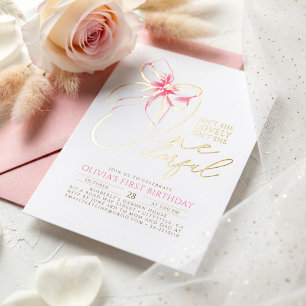 Is Ze Niet Wonderbaarlijk Roze Strik Elegant 1e Ve Folie Uitnodiging