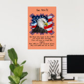 Isa40:31 Met een adelaar voor Amerikaanse vlag Poster (Thuiskantoor)
