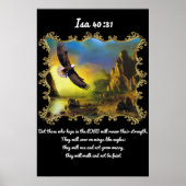 Isa 40:31 Met een adelaar die over het landschap v Poster (Voorkant)
