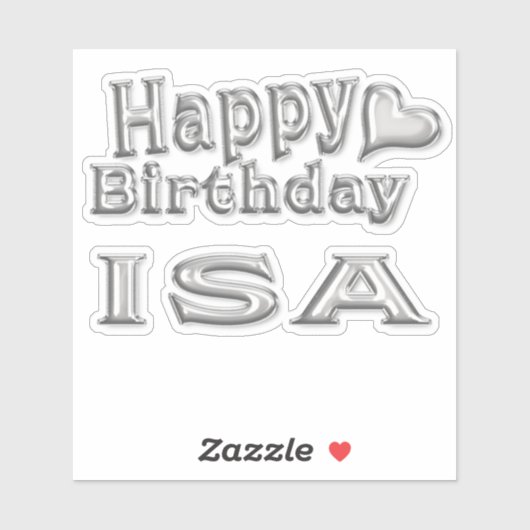 Isa Happy Birthday silver Aufkleber Sticker (Vel)