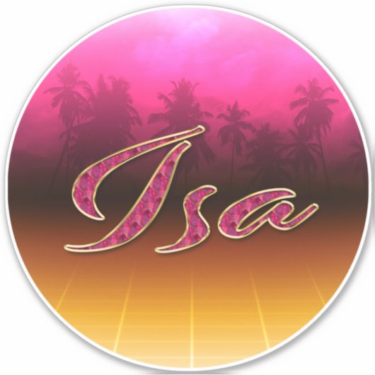 Isa Vorname Name golden pink Aufkleber Sticker (Voorkant)