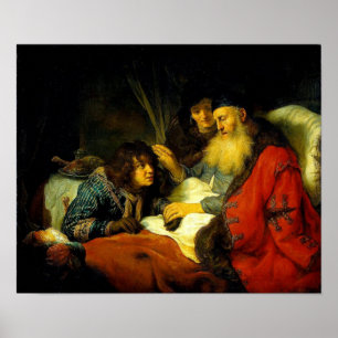Isaac Blesses Jacob in plaats van Esau (Gen 27: 1- Poster