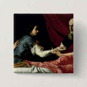 Isaac Blessing Jacob, 1637 Vierkante Button 5,1 Cm