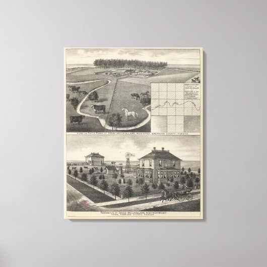 Isaac Mulholland Ranch en Residence, Kansas Canvas Afdruk (Voorkant)