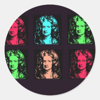 Isaac Newton Collage Ronde Sticker