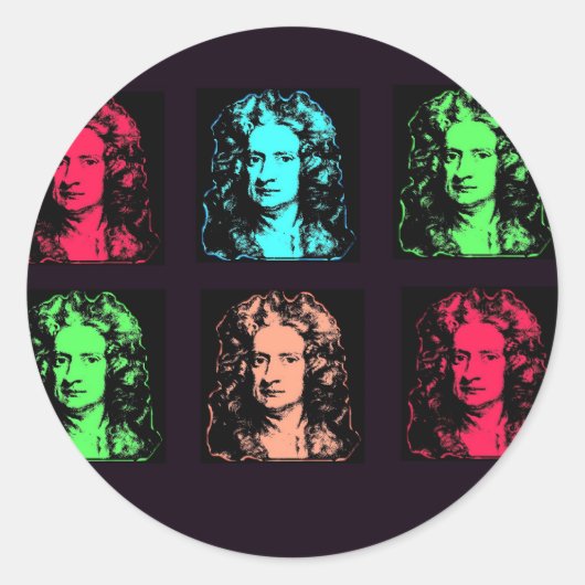 Isaac Newton Collage Ronde Sticker (Voorkant)
