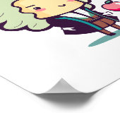 Isaac Newton Kawaii Style Poster (Hoek)