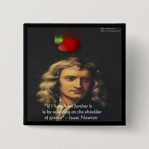 Isaac Newton "Reuzen Schouders" Wijsheid Cadeaus & Vierkante Button 5,1 Cm