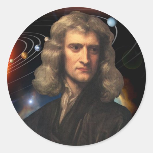 Isaac Newton Ronde Sticker (Voorkant)