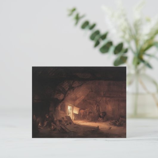 Isaac van Ostade - Farmhouse Interior Briefkaart (Staand voorkant)