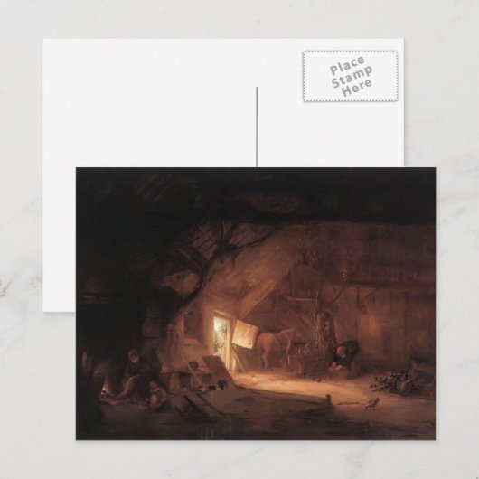 Isaac van Ostade - Farmhouse Interior Briefkaart (Voorkant / Achterkant)