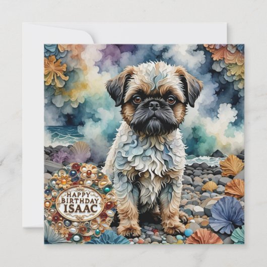 ISAAC ~ Verjaardag Kaart ~ Dog Brussels Griffon ~ (Voorkant)