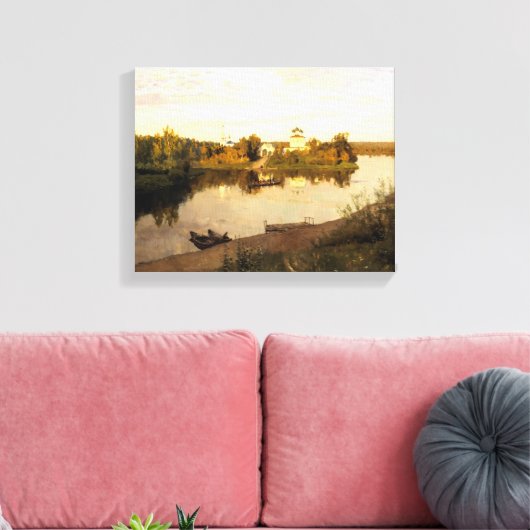 Isaak Levitan 'Avondklokken' schilderij Canvas Afdruk (Insitu (Woonkamer))