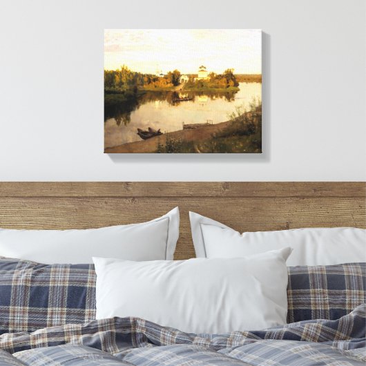 Isaak Levitan 'Avondklokken' schilderij Canvas Afdruk (Insitu (Slaapkamer))