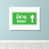 Isaan Ahead ⚠ Thai Highway Traffic Sign ⚠ Canvas Afdruk (Insitu (Houten vloer))